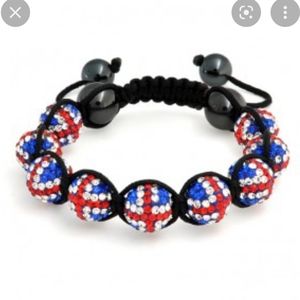 British Flag Bead Shamballa Bracelet